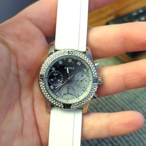 White and silver Guess watch